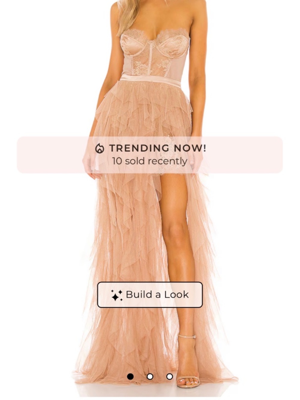 For Love & Lemons X REVOLVE Bustier Gown in Warm Taupe // Size Small
